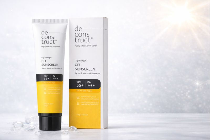 Deconstruct Gel Sunscreen SPF 55+ PA+++ | Lightweight, Oil-Free & No White Cast (30g)